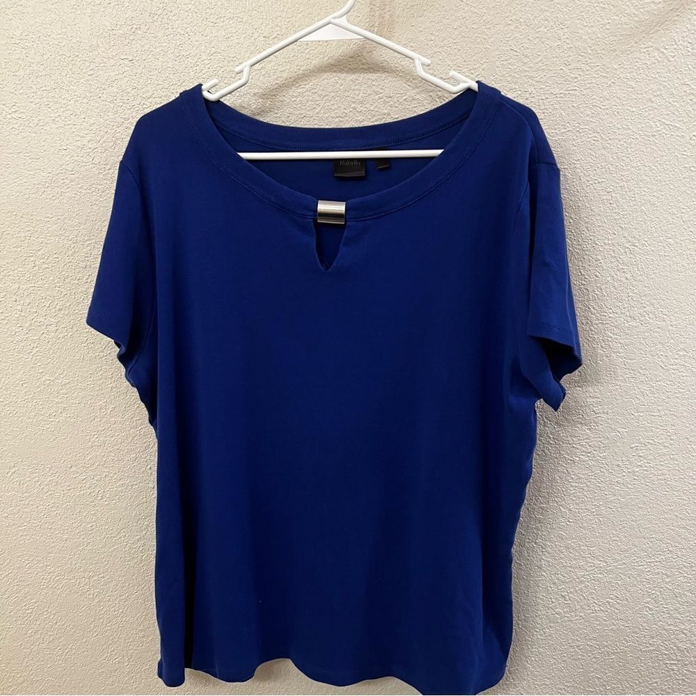 Rafaella Sort Sleeve Blue Top (Size 3X)